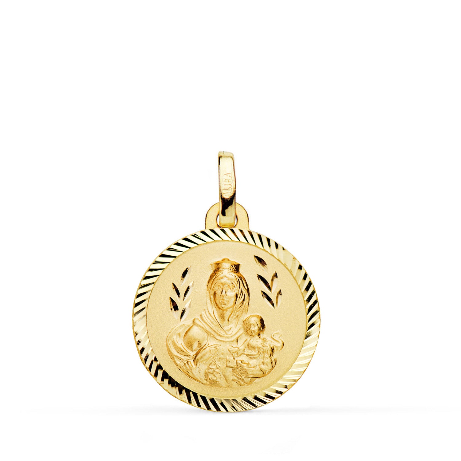 Medalla Oro Amarillo 18K Virgen del Carmen Hélice 18 mm