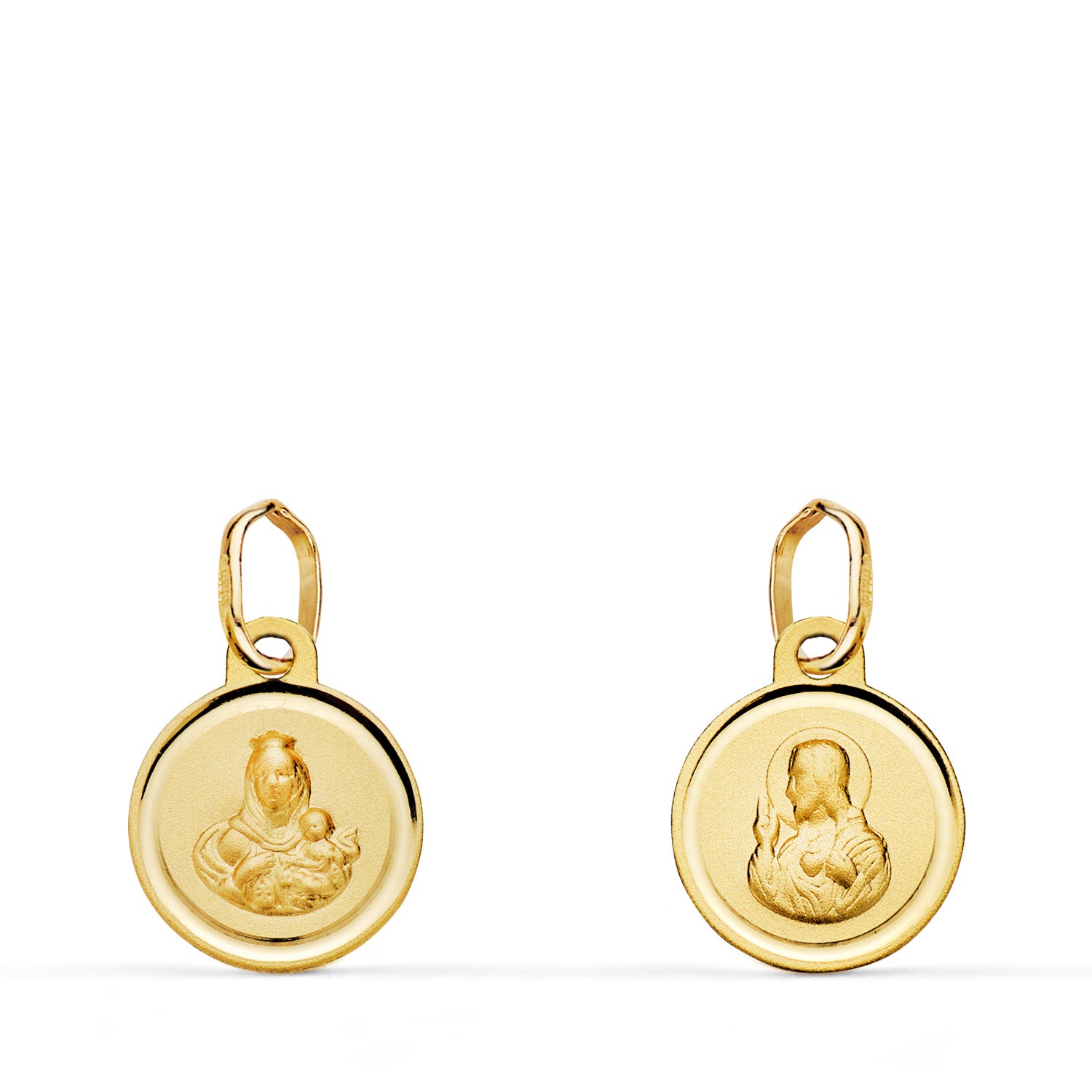 Medaille Scapulaire 18K Vierge du Carmen et C?ur de Jésus 10 mm