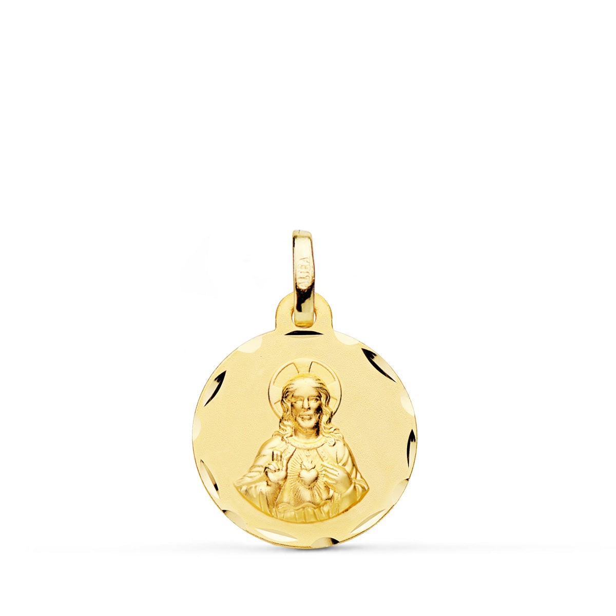 Coeur Scapular de Jésus et Vierge du Carmen Or Jaune DIAMANTÉE18K 16 mm