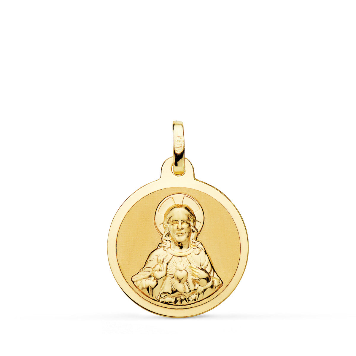18K Médaille Scapulaire Vierge du Mont Carmel et Sacré Coeur de Jésus 18MM