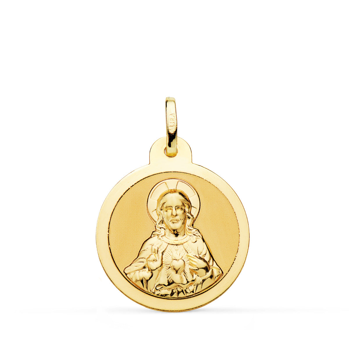 18K Médaille Scapulaire Vierge du Mont Carmel et Coeur de Jésus 20MM