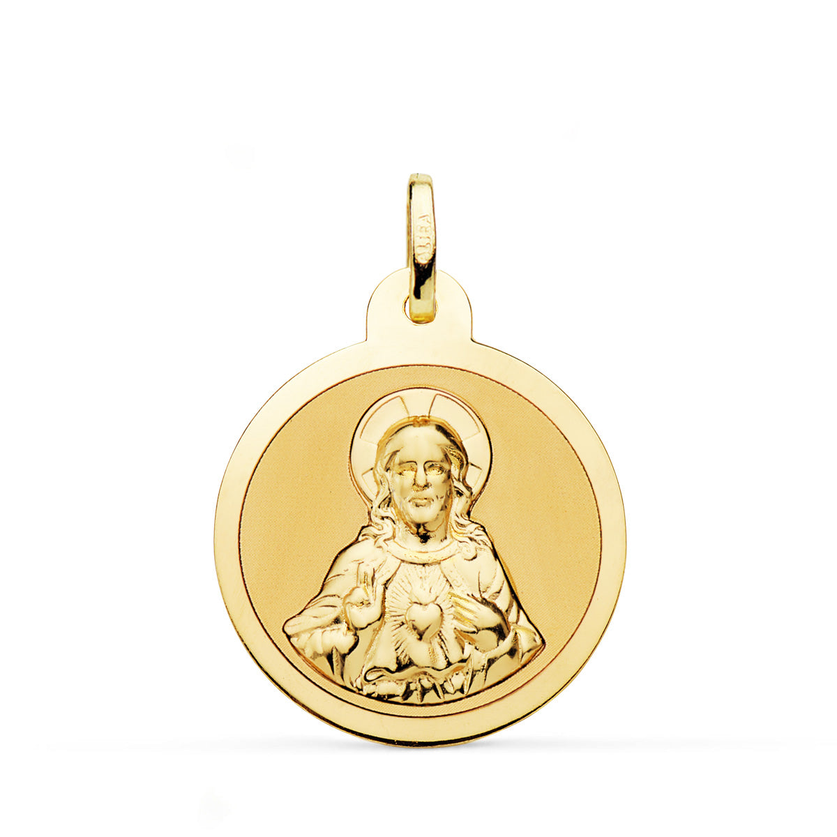 Medalha Escapulária Virgem do Monte Carmelo 18K e Coração de Jesus 24MM