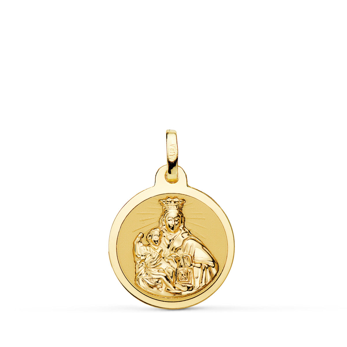 18K Médaille Scapulaire Vierge du Mont Carmel et Sacré Coeur de Jésus 16MM