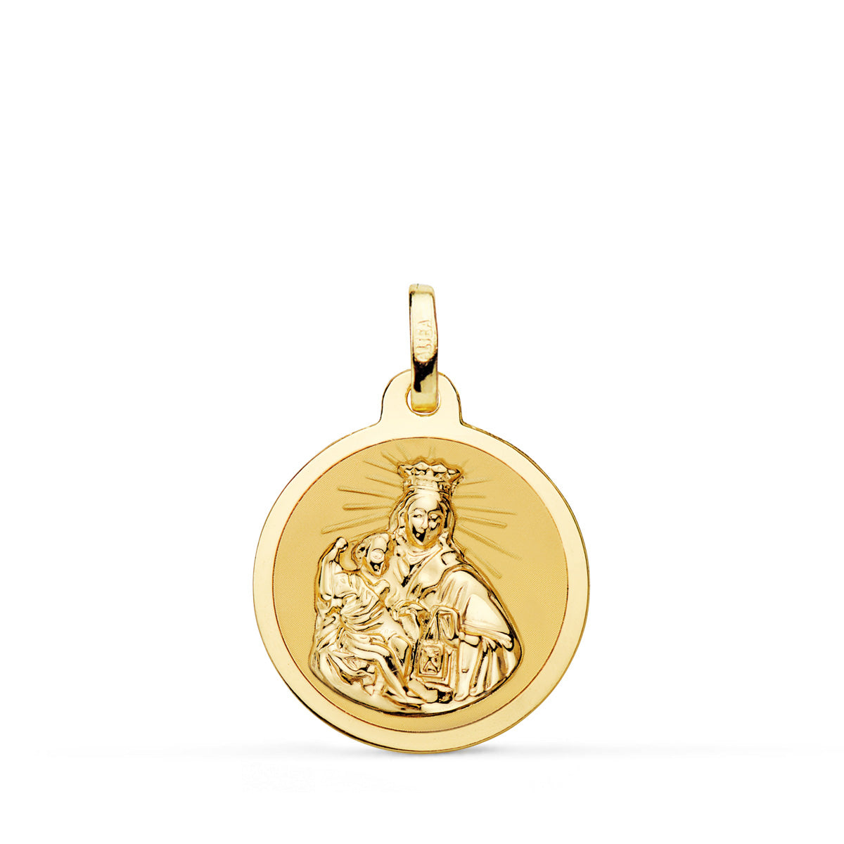18K Médaille Scapulaire Vierge du Mont Carmel et Sacré Coeur de Jésus 18MM