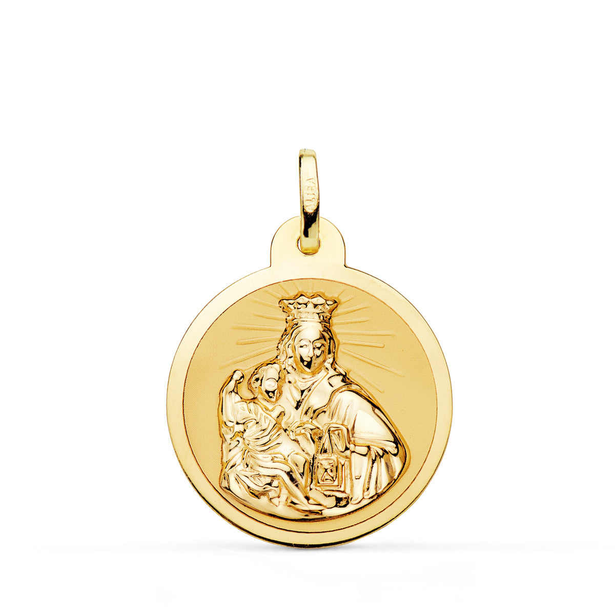 18K Médaille Scapulaire Vierge du Mont Carmel et Coeur de Jésus 22MM