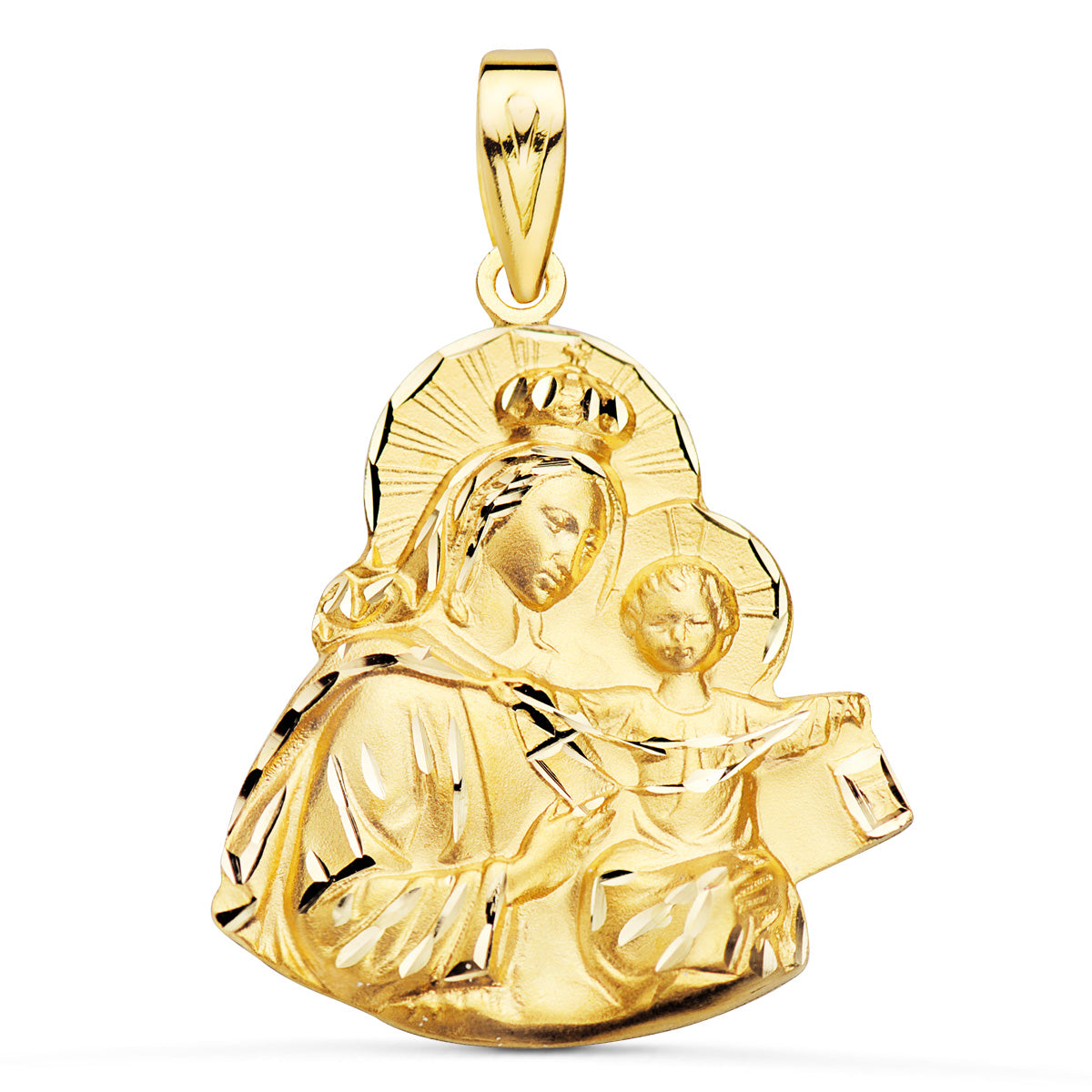 18K Médaille Vierge du Mont Carmel Silhouette 25X23 mm