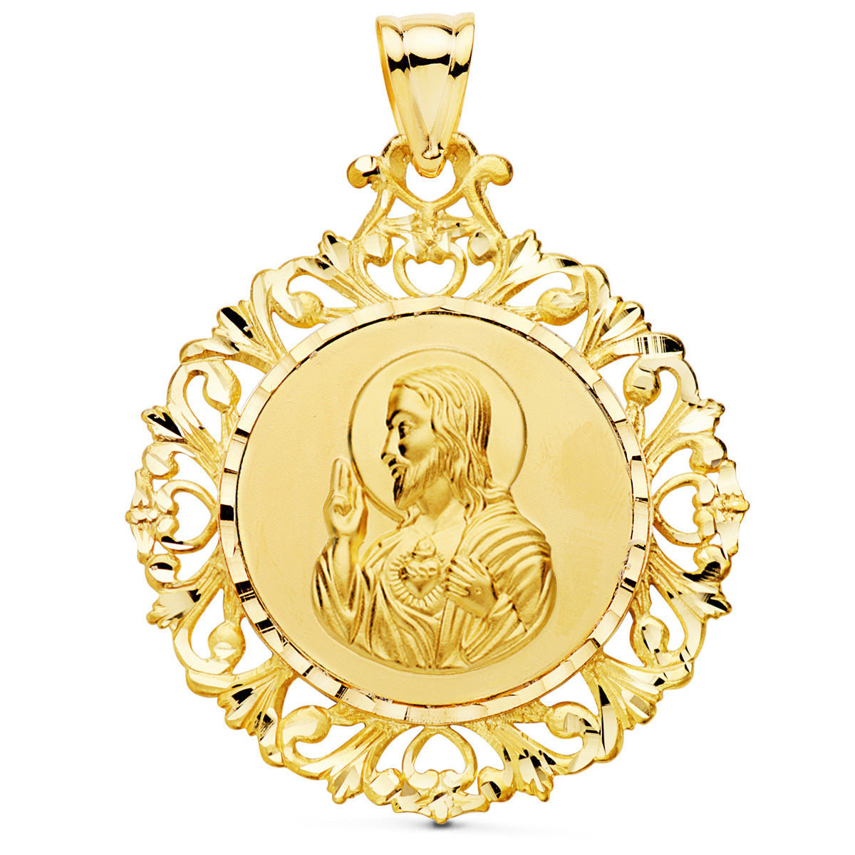 Medalla Sagrado Corazon De Jesus 18K 45X40MM