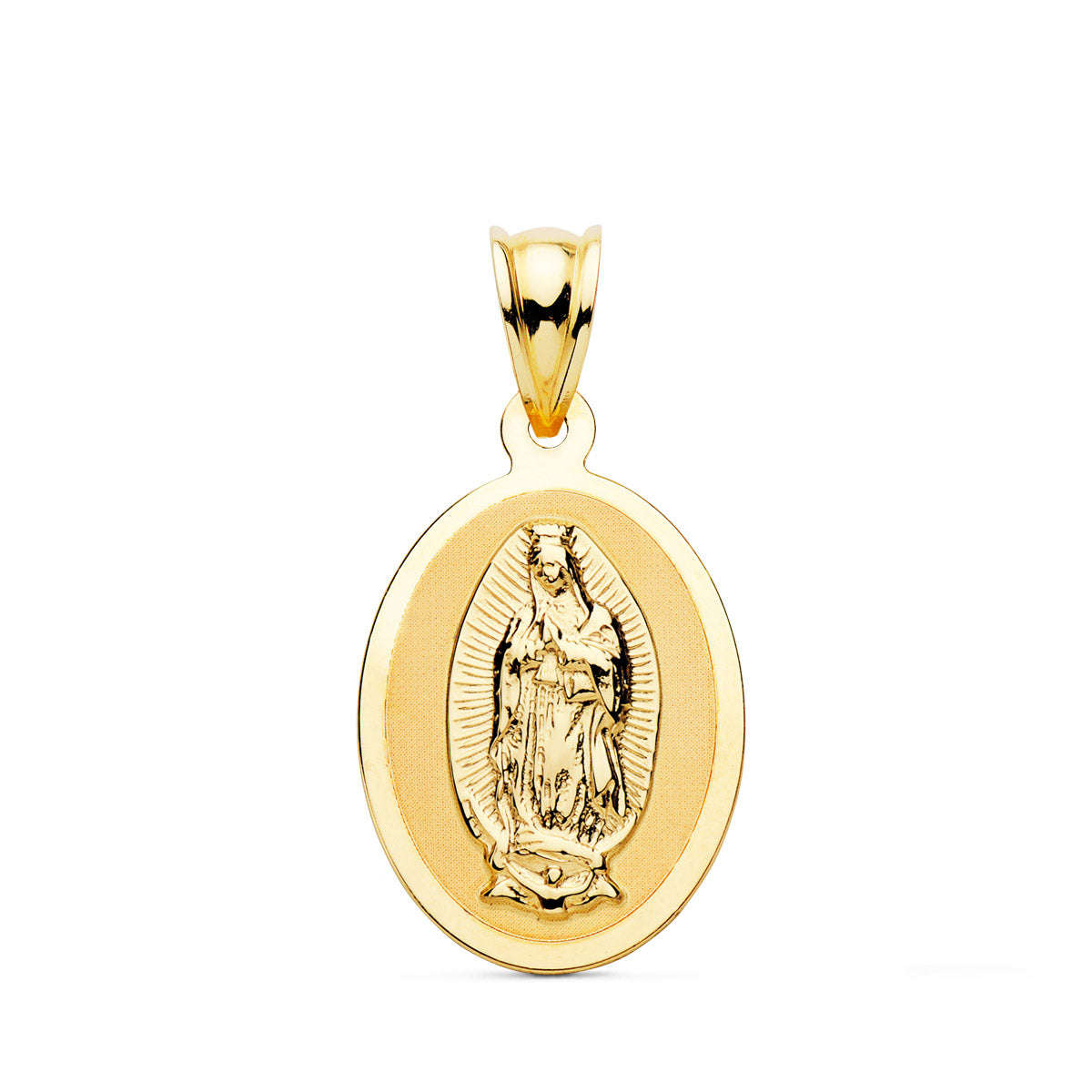 18K Médaille Effet Sablée Notre-dame de Guadalupe 21X15MM