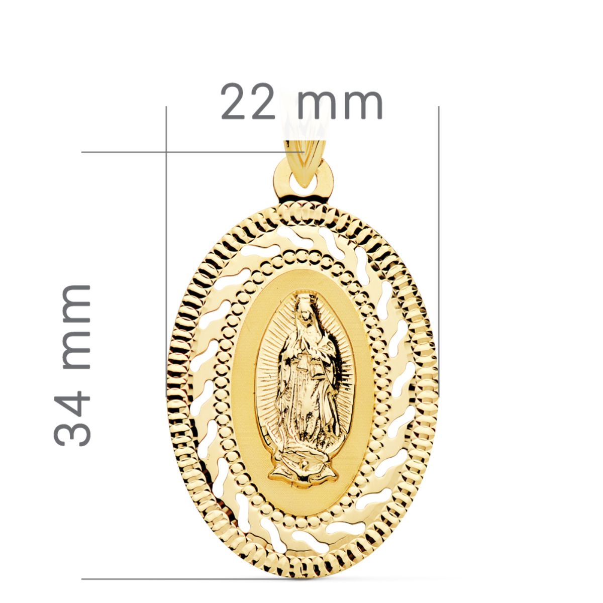 18K áttört érem Guadalupe-i Boldogasszony 34X22MM