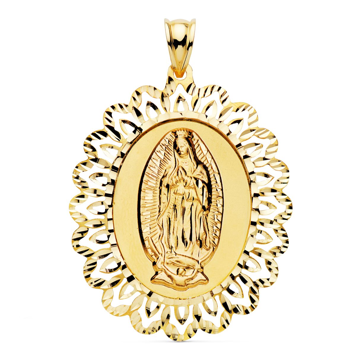 18K Guadalupe Boldogasszony-érem 42X34 mm