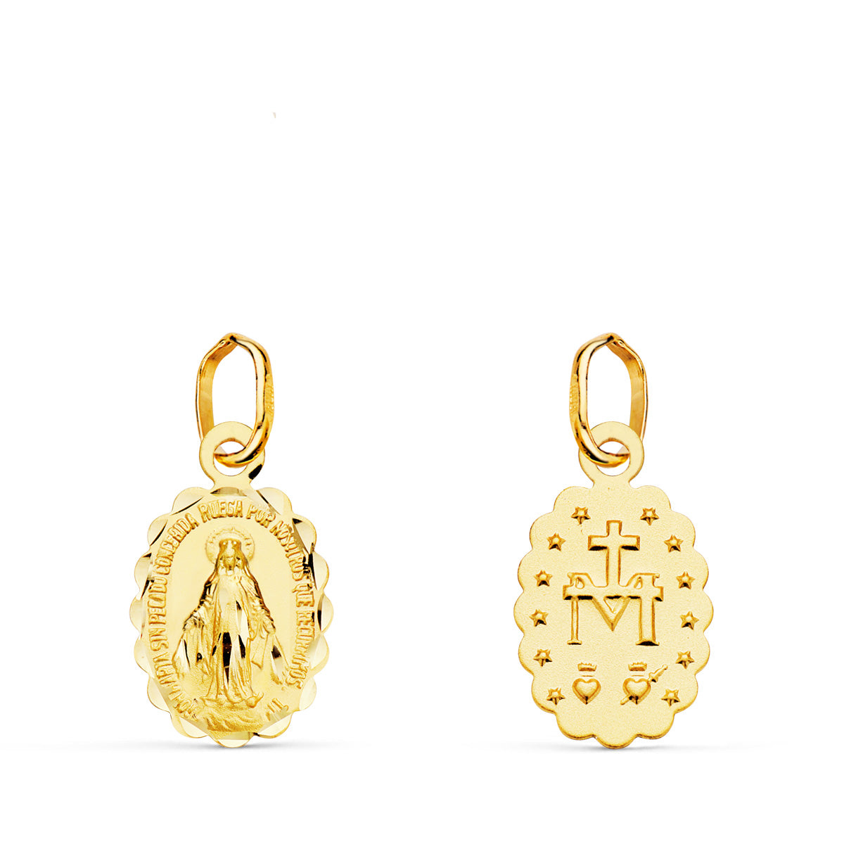 9K Médaille Ovale Facetée Vierge Miraculeuse 12X9MM
