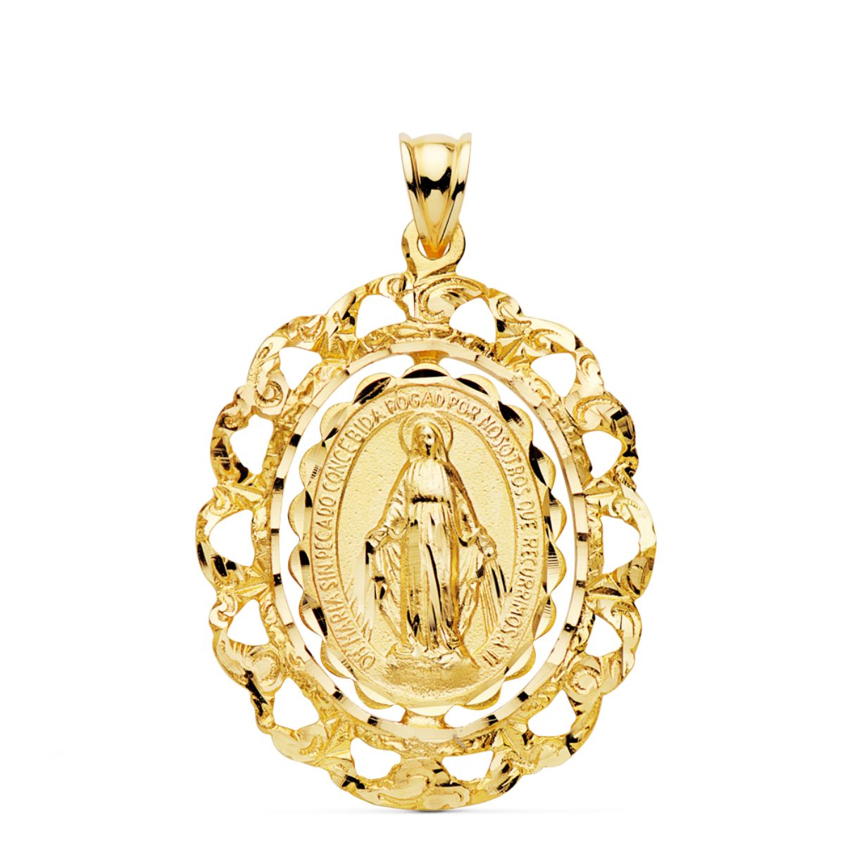 18K Oval Telkari Mucizevi Bakire Madalyası 30X25MM