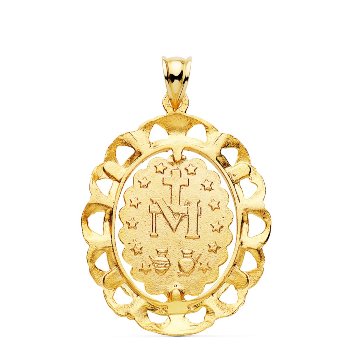 18K Oval Telkari Mucizevi Bakire Madalyası 30X25MM