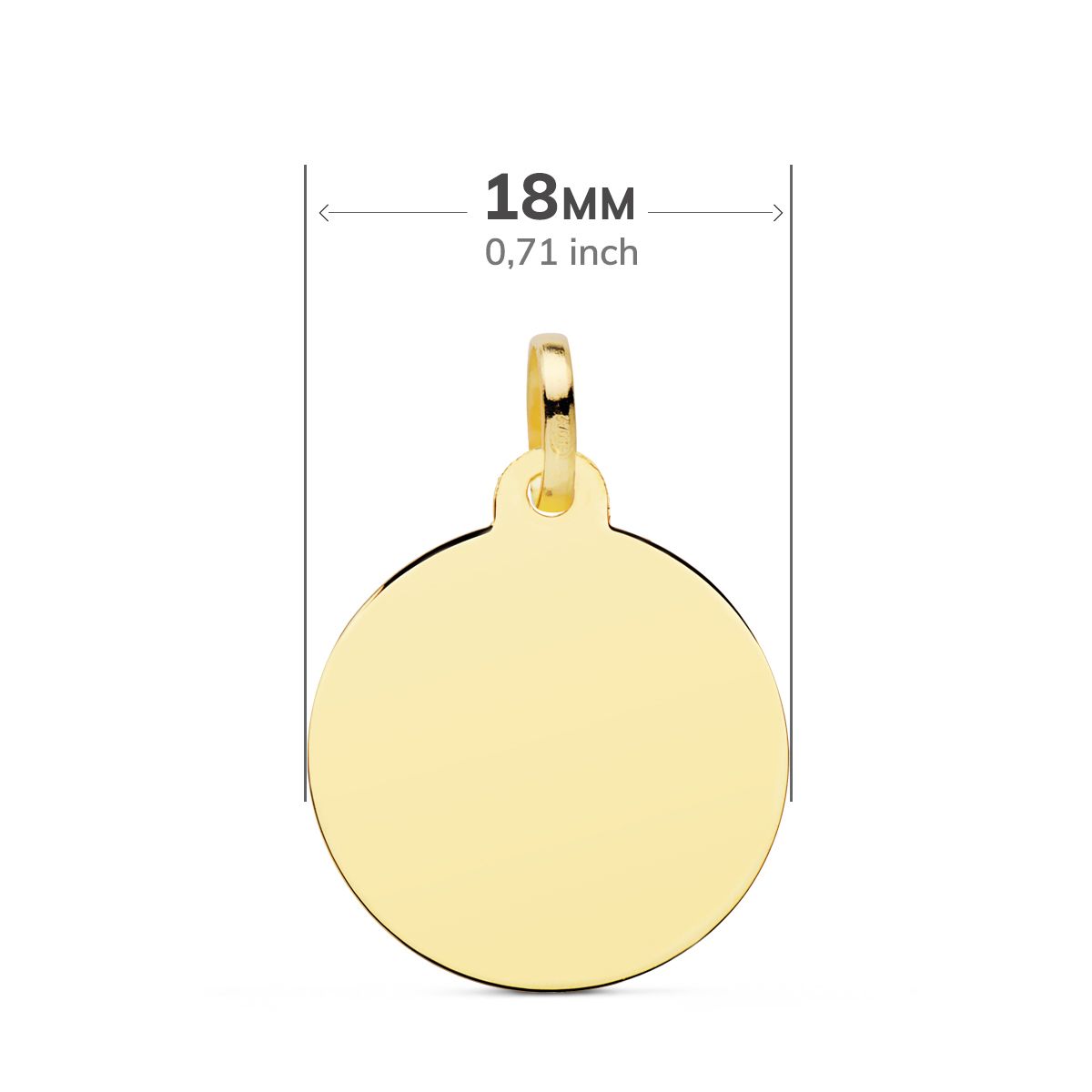 Placa Disco Oro Amarillo Liso 18K Placa 18 mm