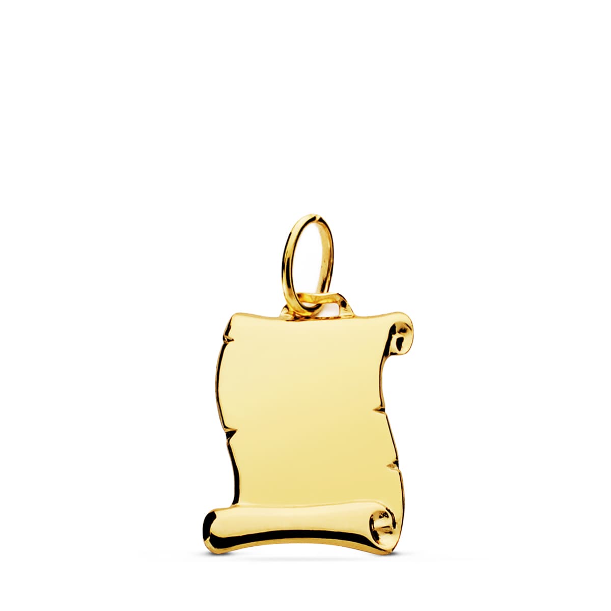 Assiette Pendentif Parchemin Or Jaune Lisse 18K Plaque 14X12 mm