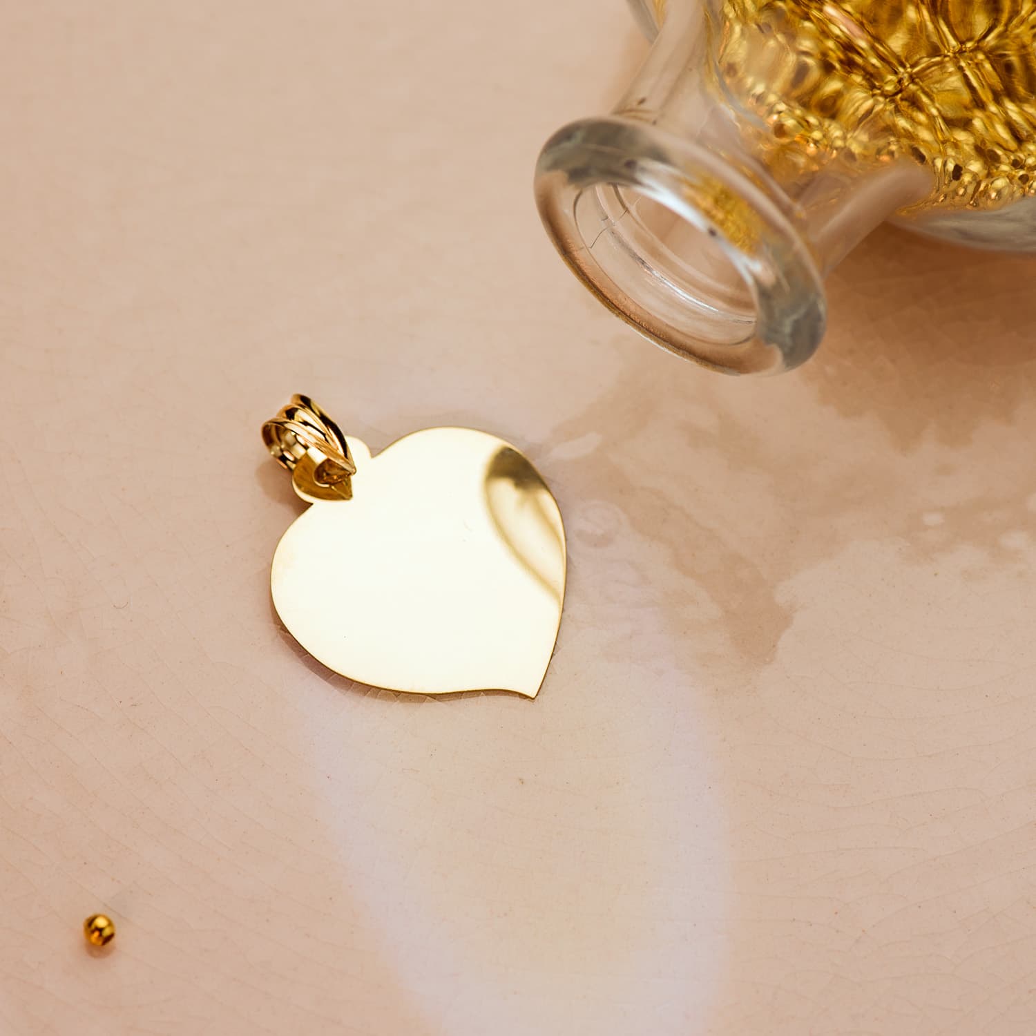 18K glat hjerteplade poleret finish 26X23MM