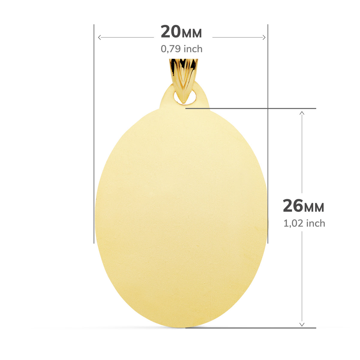 Pendente Medaglia Ovale in Oro Giallo 18K 26X22 mm