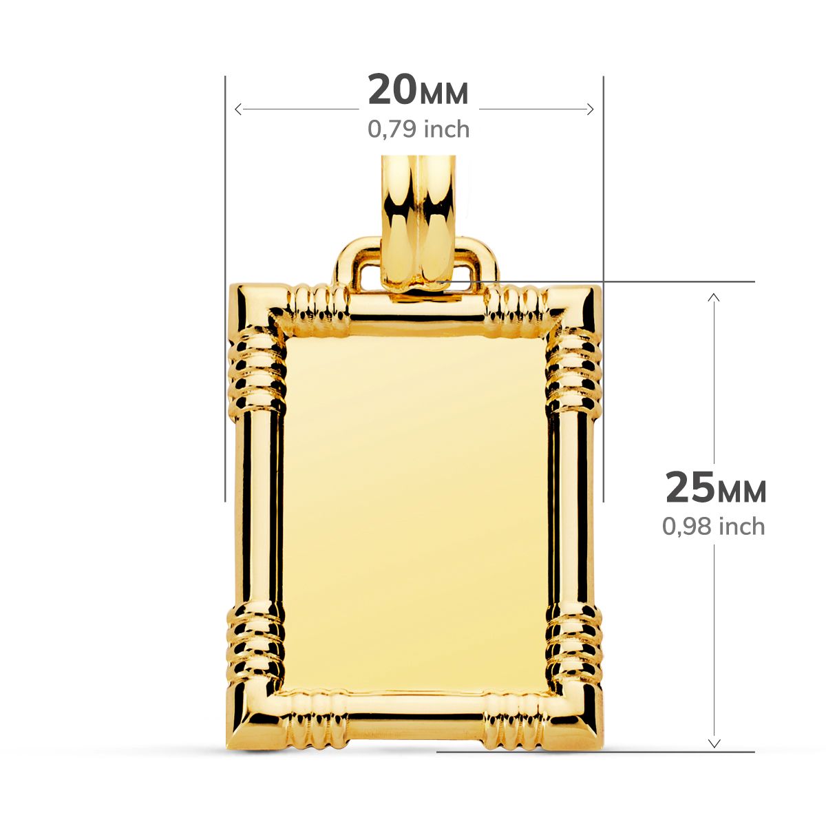 9K gult gullbelagt med 25X20 mm kant