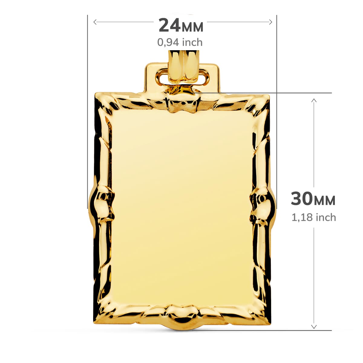 Piastra Rettangolare in Oro Giallo 18K DIAMANTE 30X24 mm