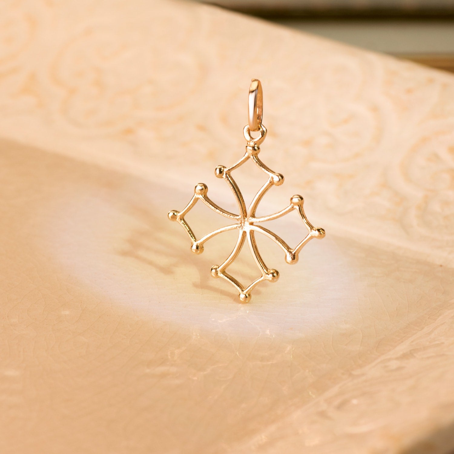 Pendentif Croix Doccitanie Or Jaune 18K 28 X 24 mm