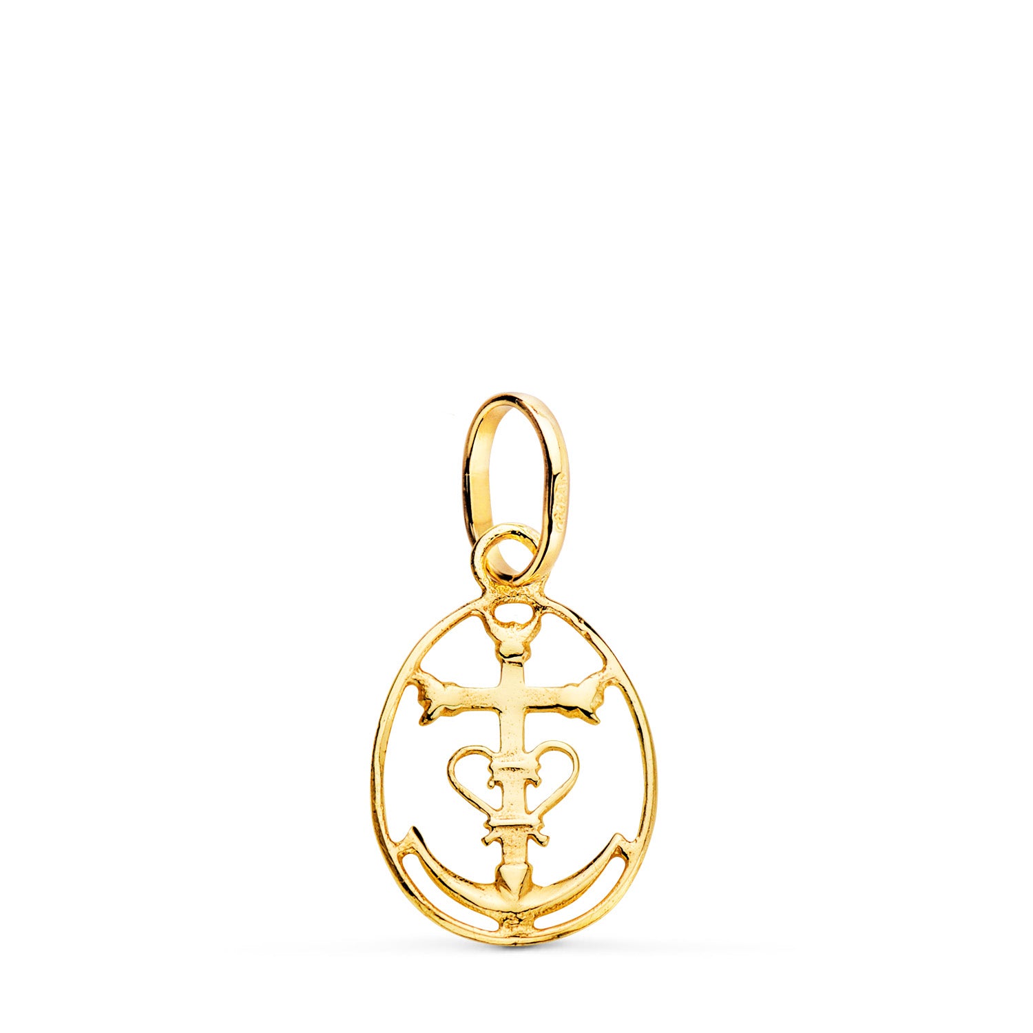 18K Pendentif Or Jaune Croix de Camargue Entourée 18 X 12 mm