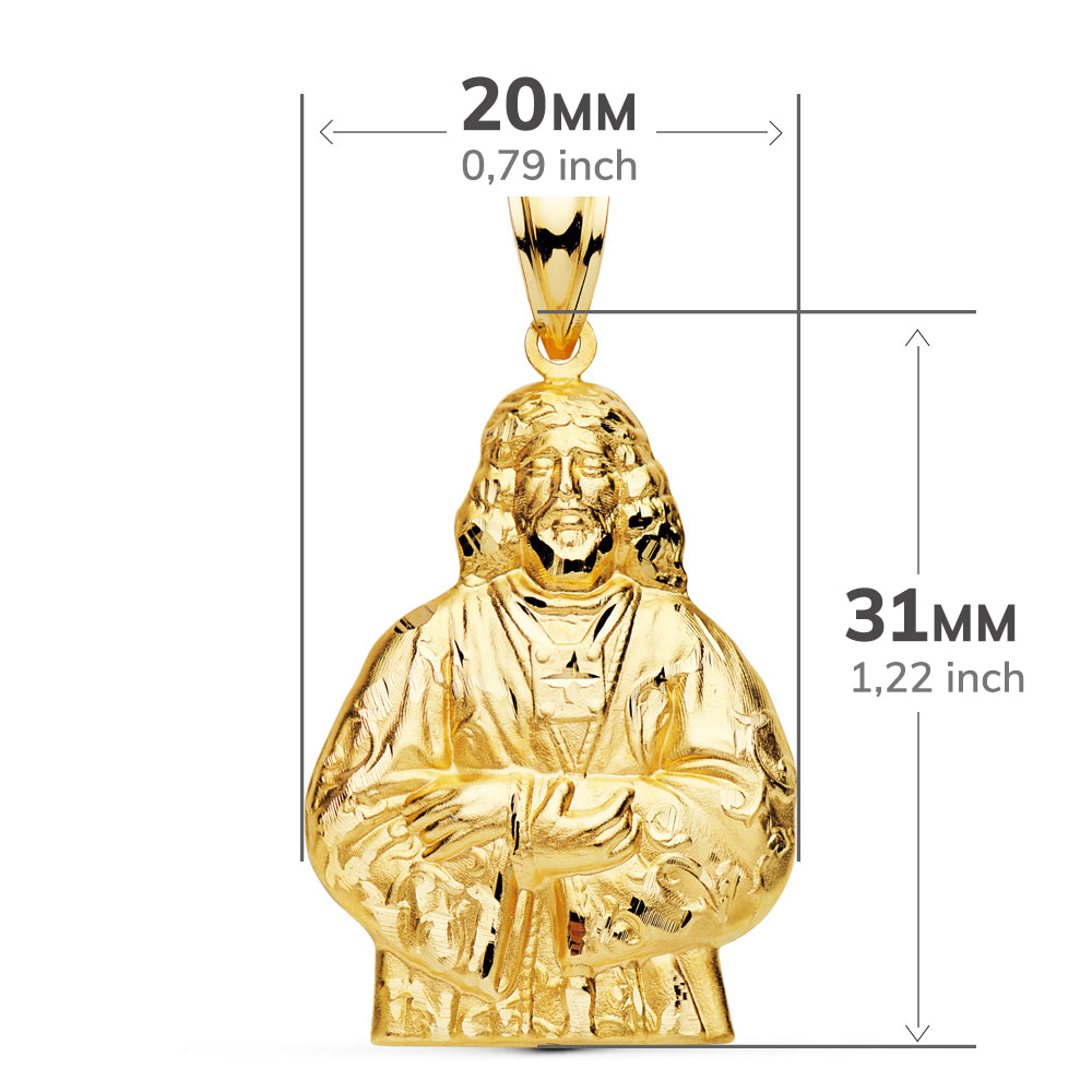 Pendentif Médaille Silhouette Christ Medinacelli 18K Or Jaune 31X20 mm