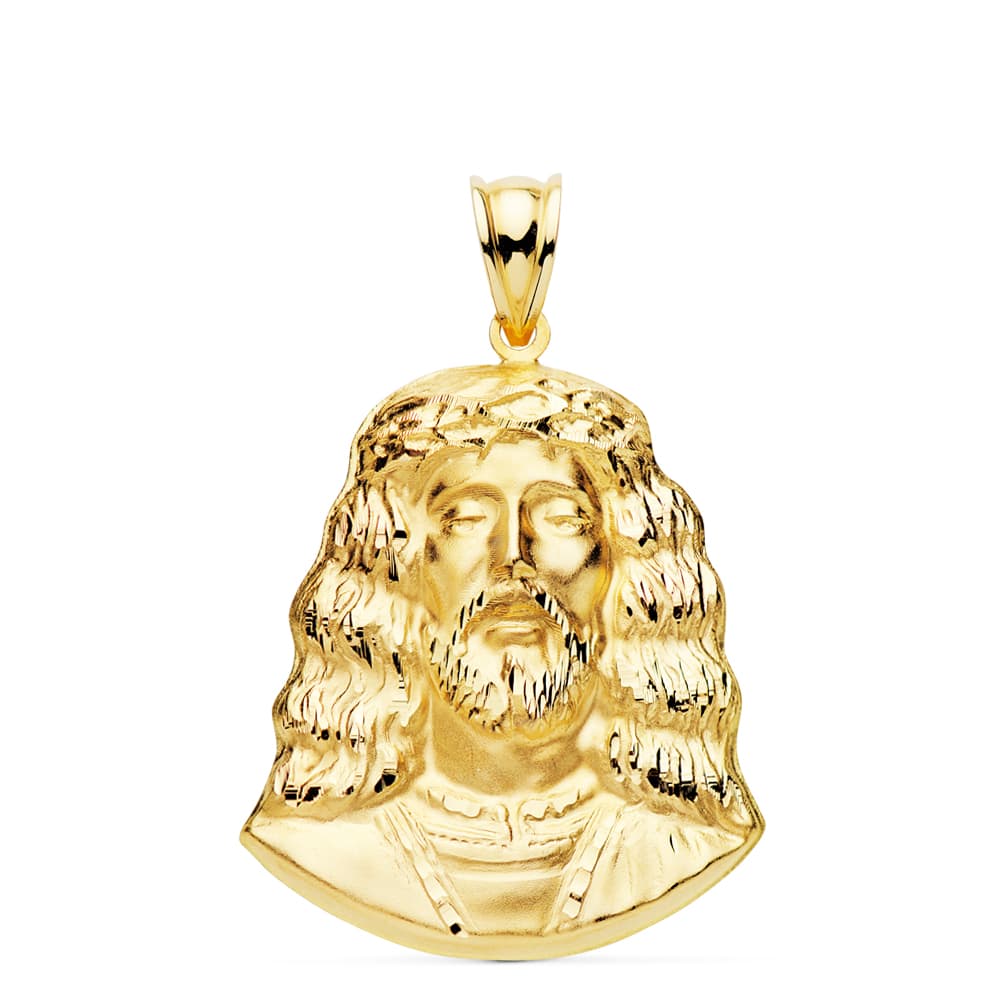 Pendentif Visage de Christ Or Jaune 18K 32 X 25 mm