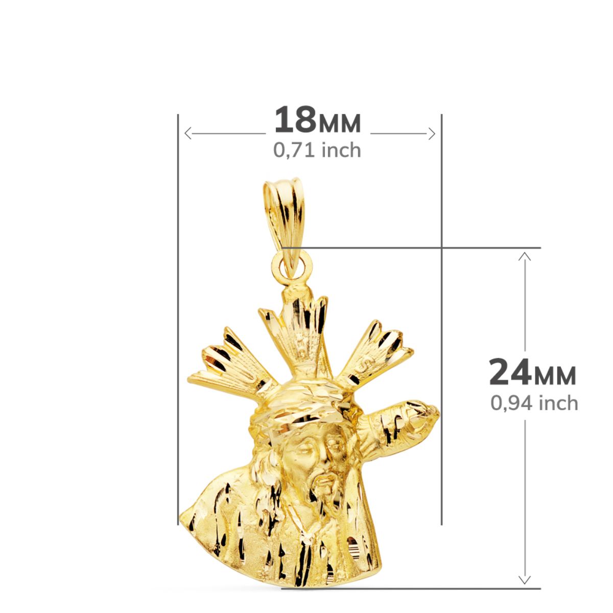 Silhueta Cristo do Grande Poder Ouro Amarelo 9K 24X18 mm