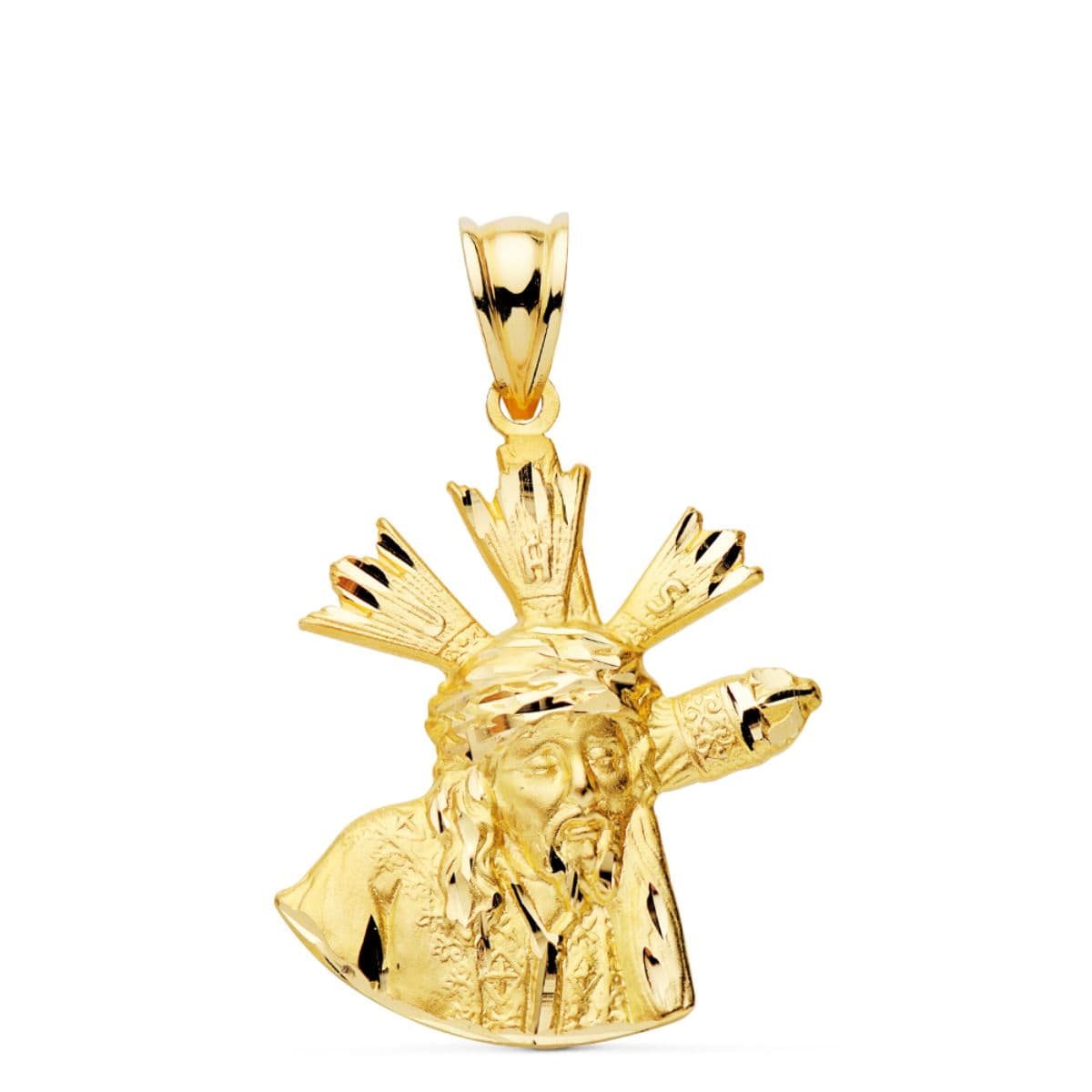 Colgante Silueta Cristo Gran Poder Oro Amarillo 18K 24X20 mm