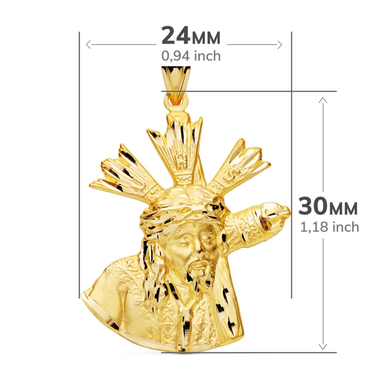 Cristo Silueta Gran Poder Oro Amarillo 18K 28X24 mm
