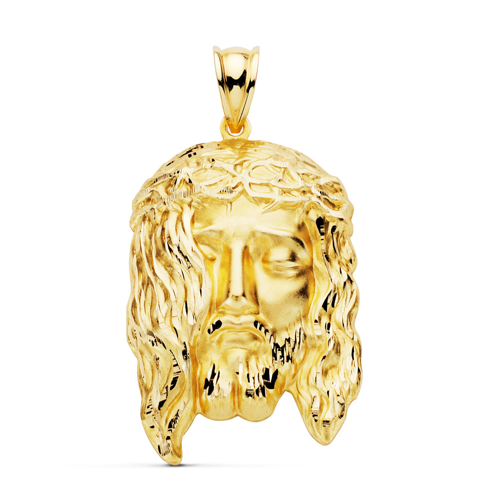 Pendentif Visage Saint Christ Or Jaune 18K 35X20 mm