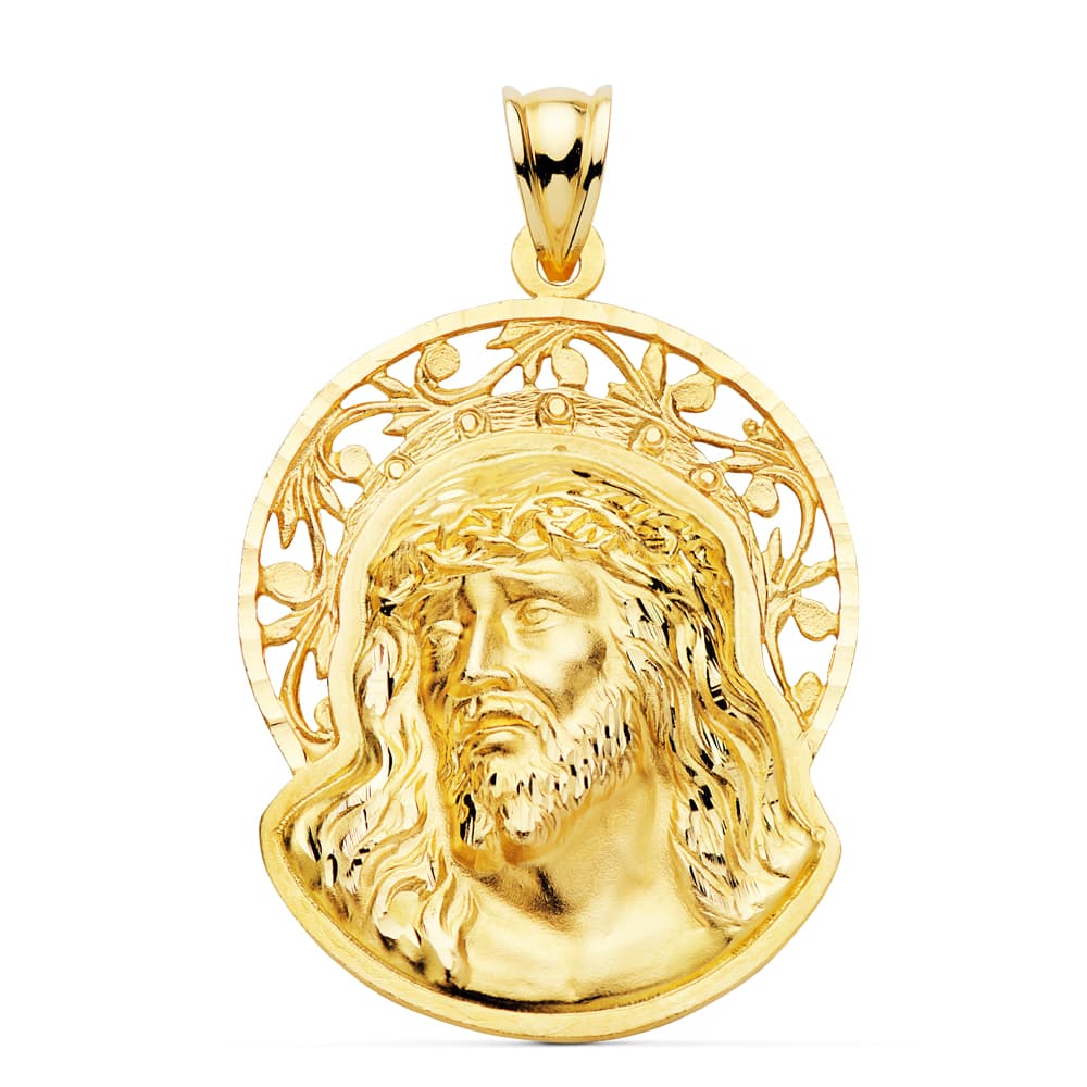 18K Halolu İsa Kolye 32X26MM