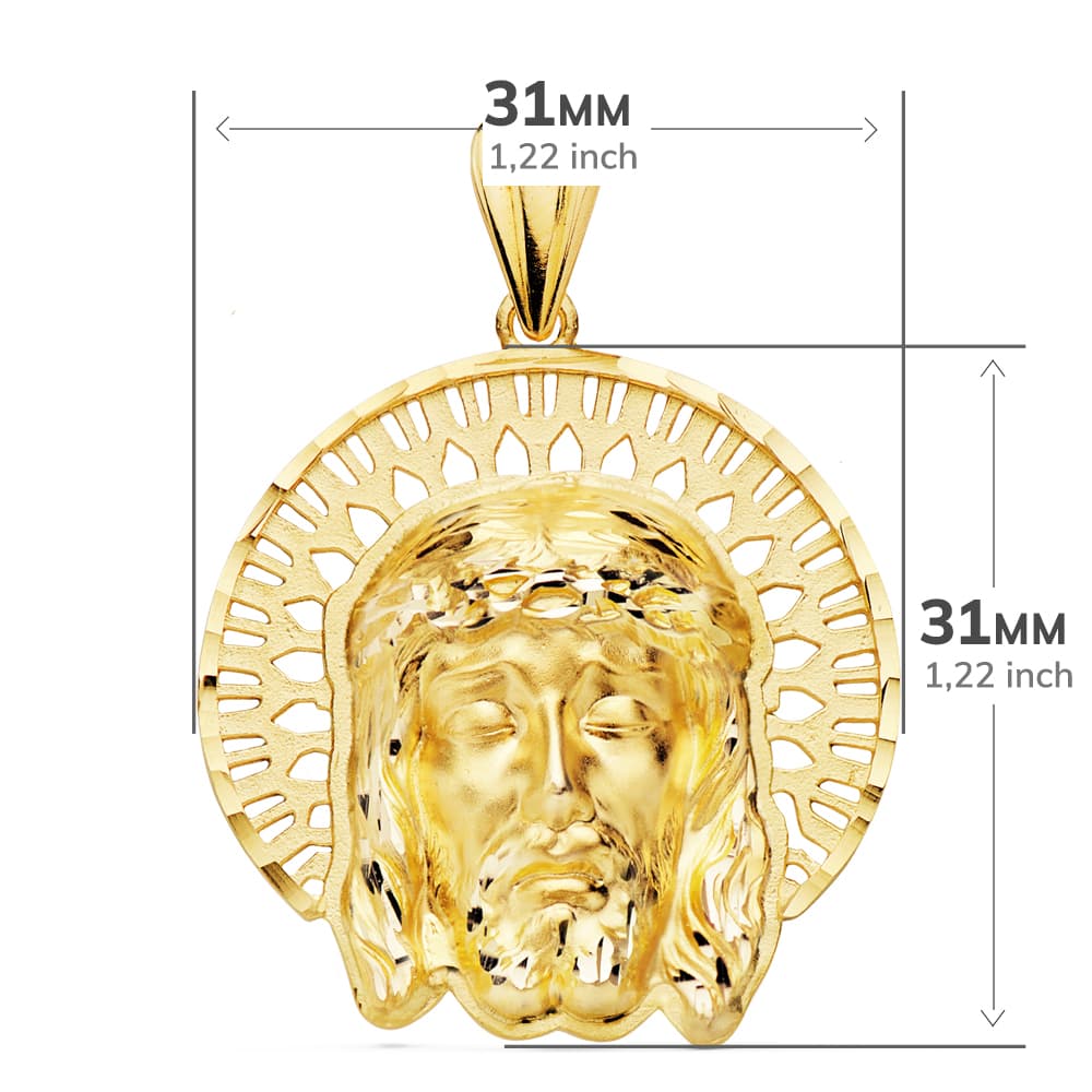 18K Christ Head Pendel 31X31 mm