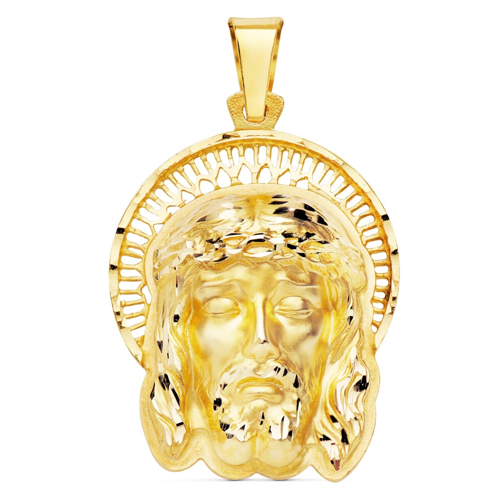 18K Halolu İsa Kolye 31X25MM