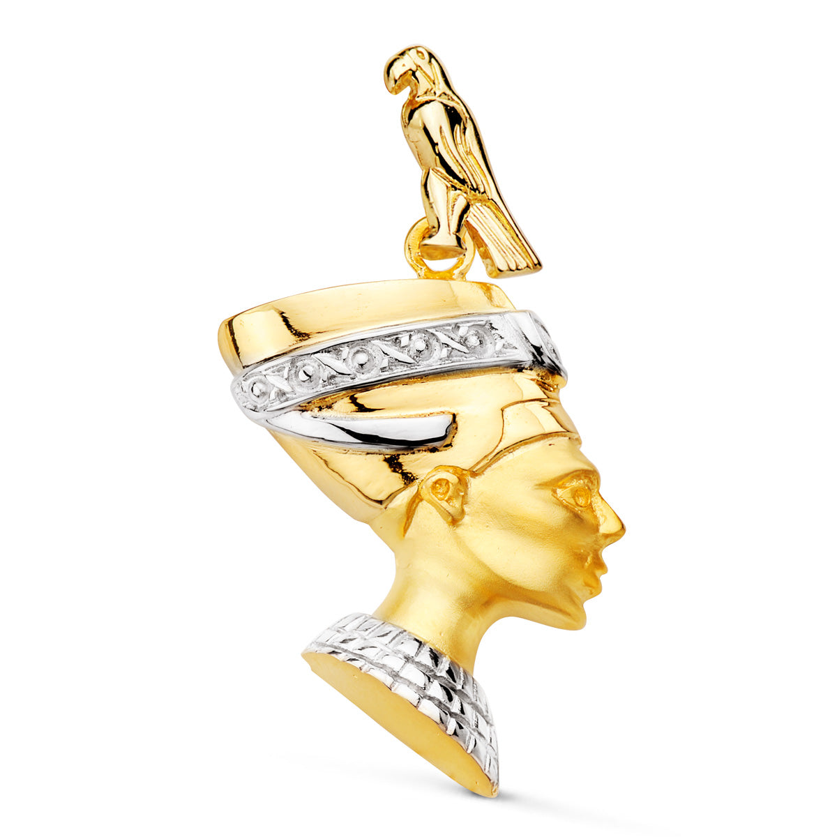 Ciondolo Nefertiti in Oro Bicolore 18K 30X26 mm