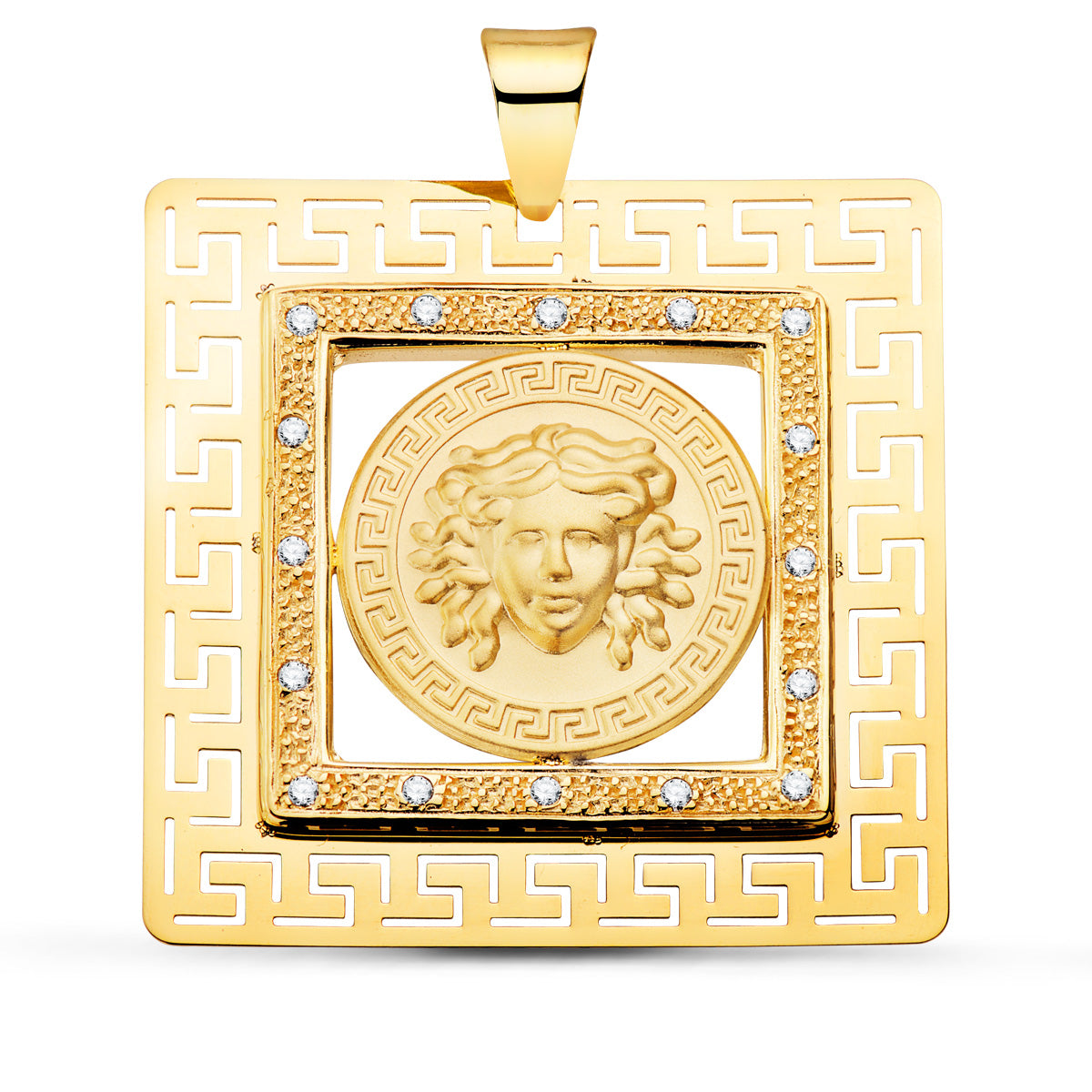 18K Pendentif Meduse Carré 37X37 mm