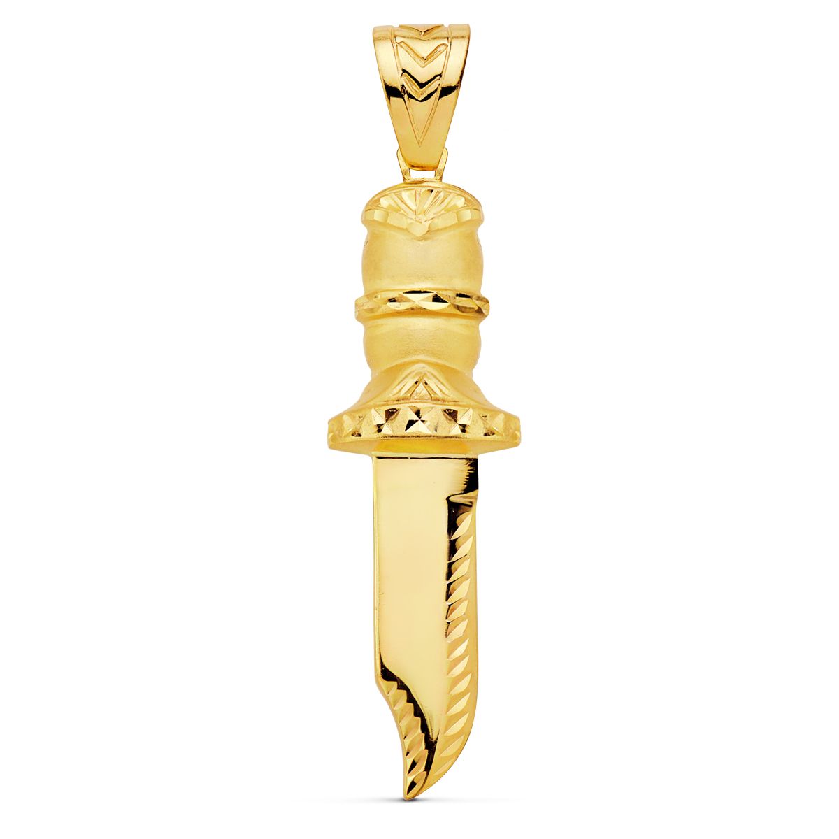 Ciondolo Pugnale Intagliato Oro Giallo 18K 2X18 mm