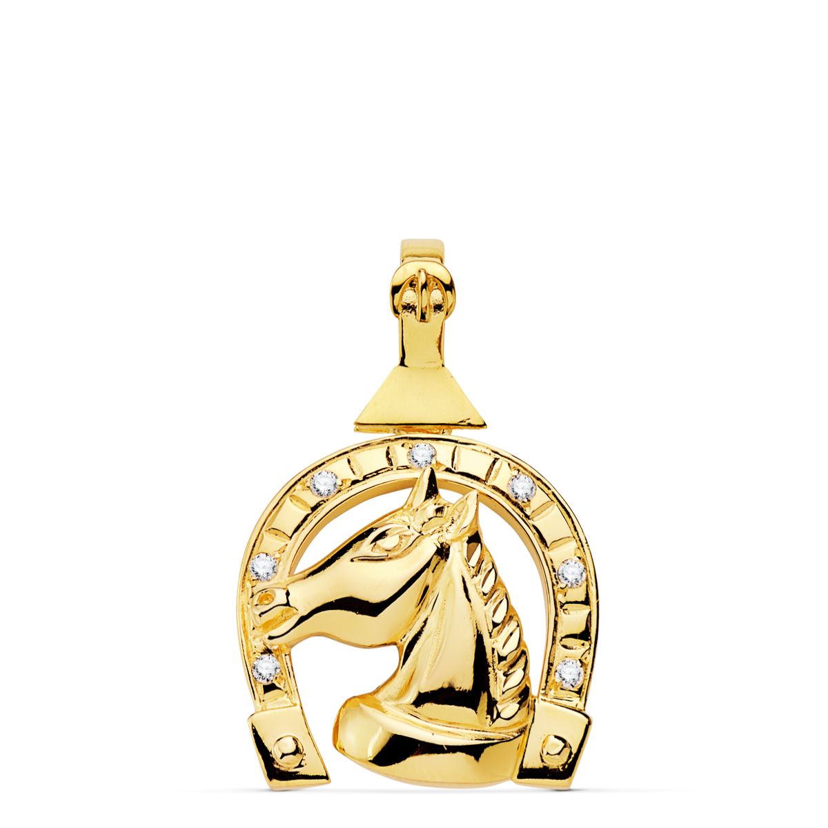Ciondolo Ferro di Cavallo con Cavallo 18K 28X24 mm