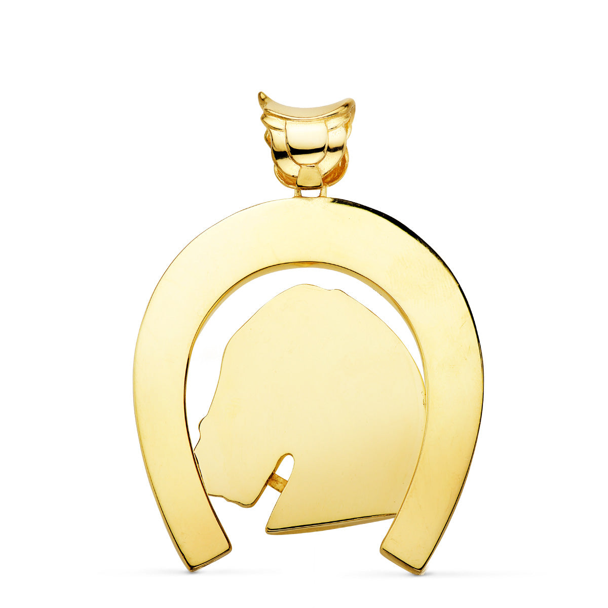 Pendente Ferro di Cavallo con Cavallo 18K 50X44 mm
