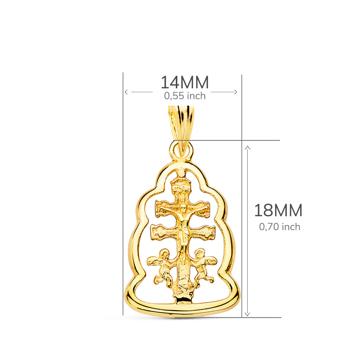 Caravaca Orla kruishanger 18K geel goud 18X14 mm