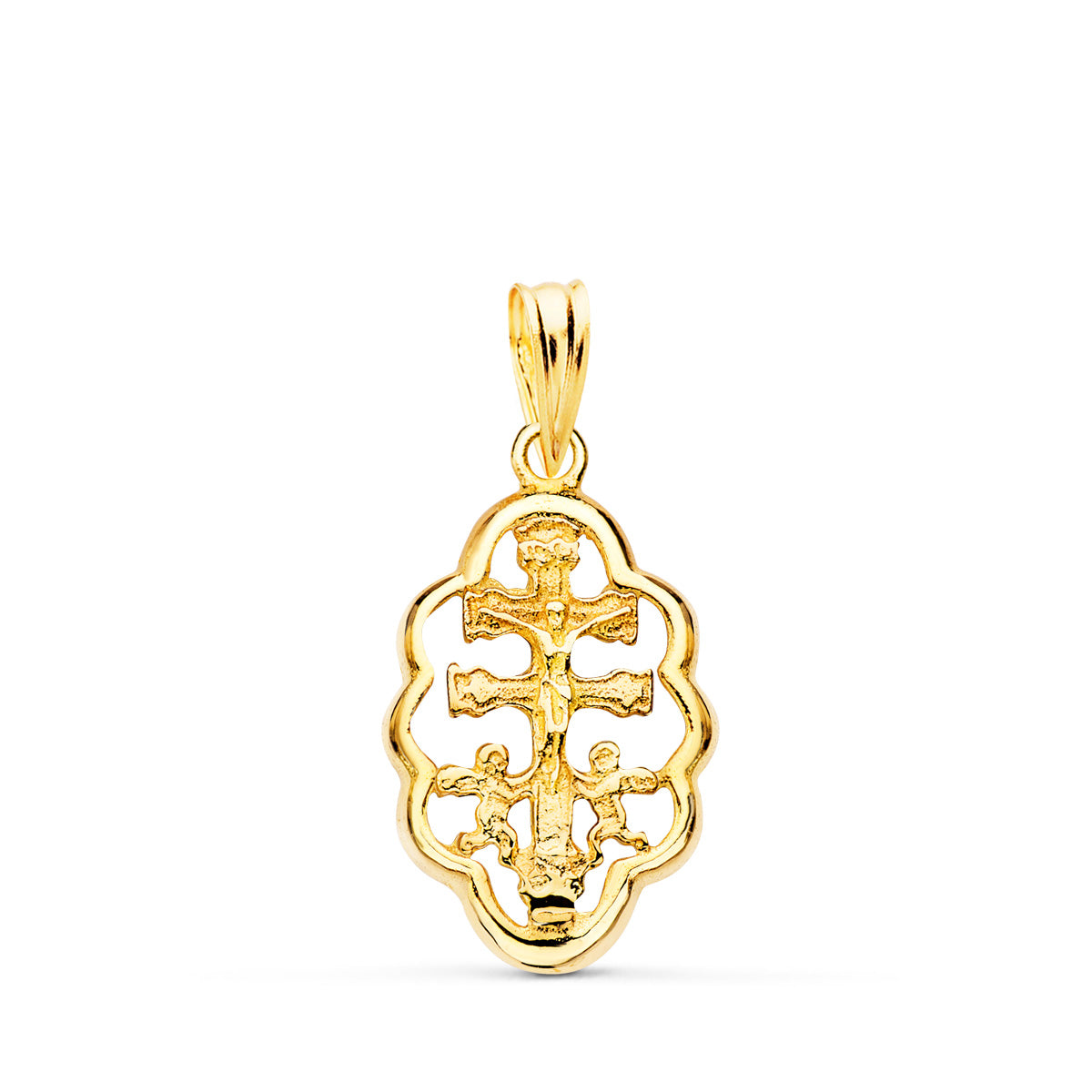 Caravaca Haç Kolye 18K Orla Sarı Altın 18X12 mm