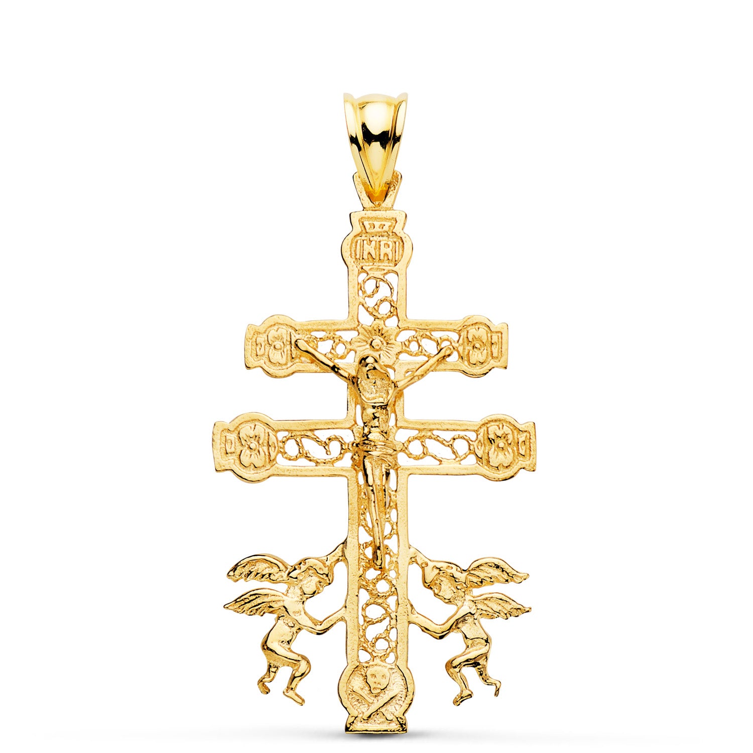 18K Pendentif Croix de Caravaca Filigran 42X24 mm