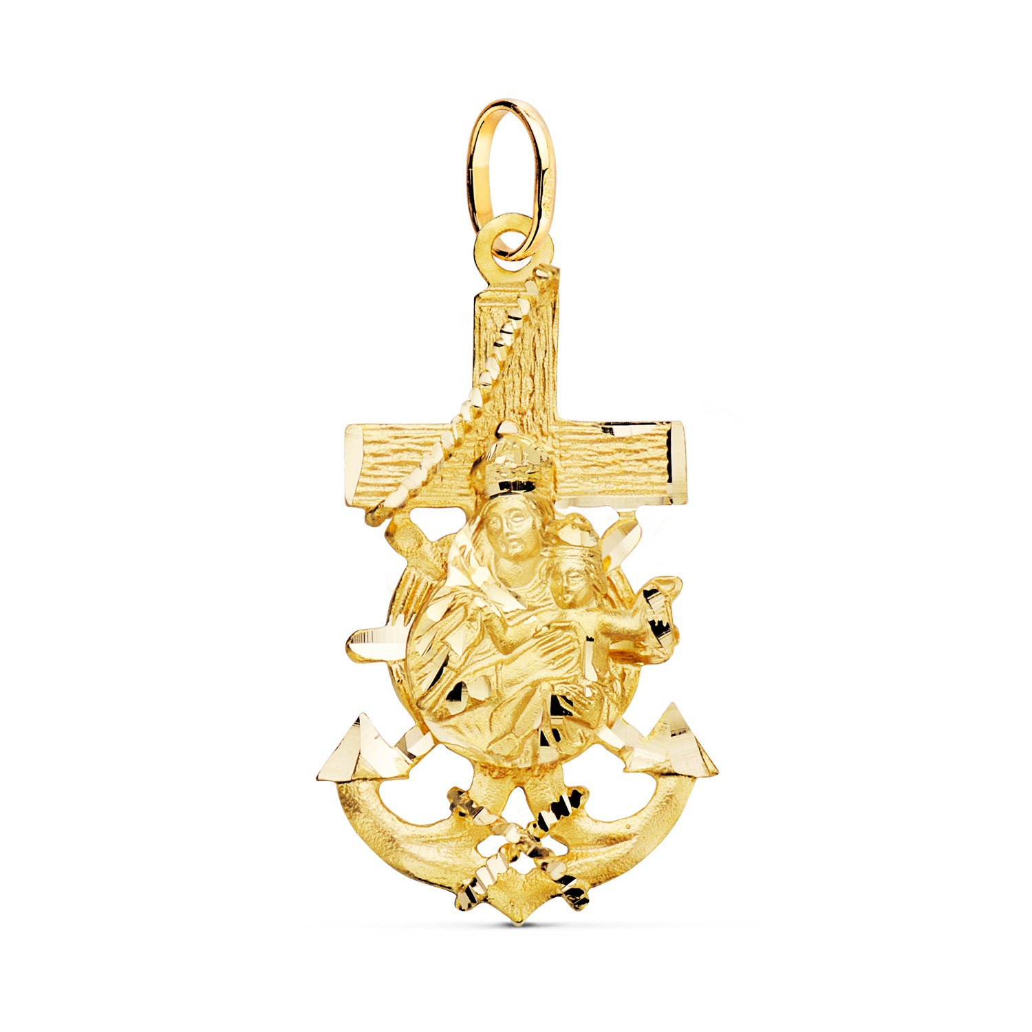 18K Mount Carmel Bakire Haç Sarkıt 40X22 mm