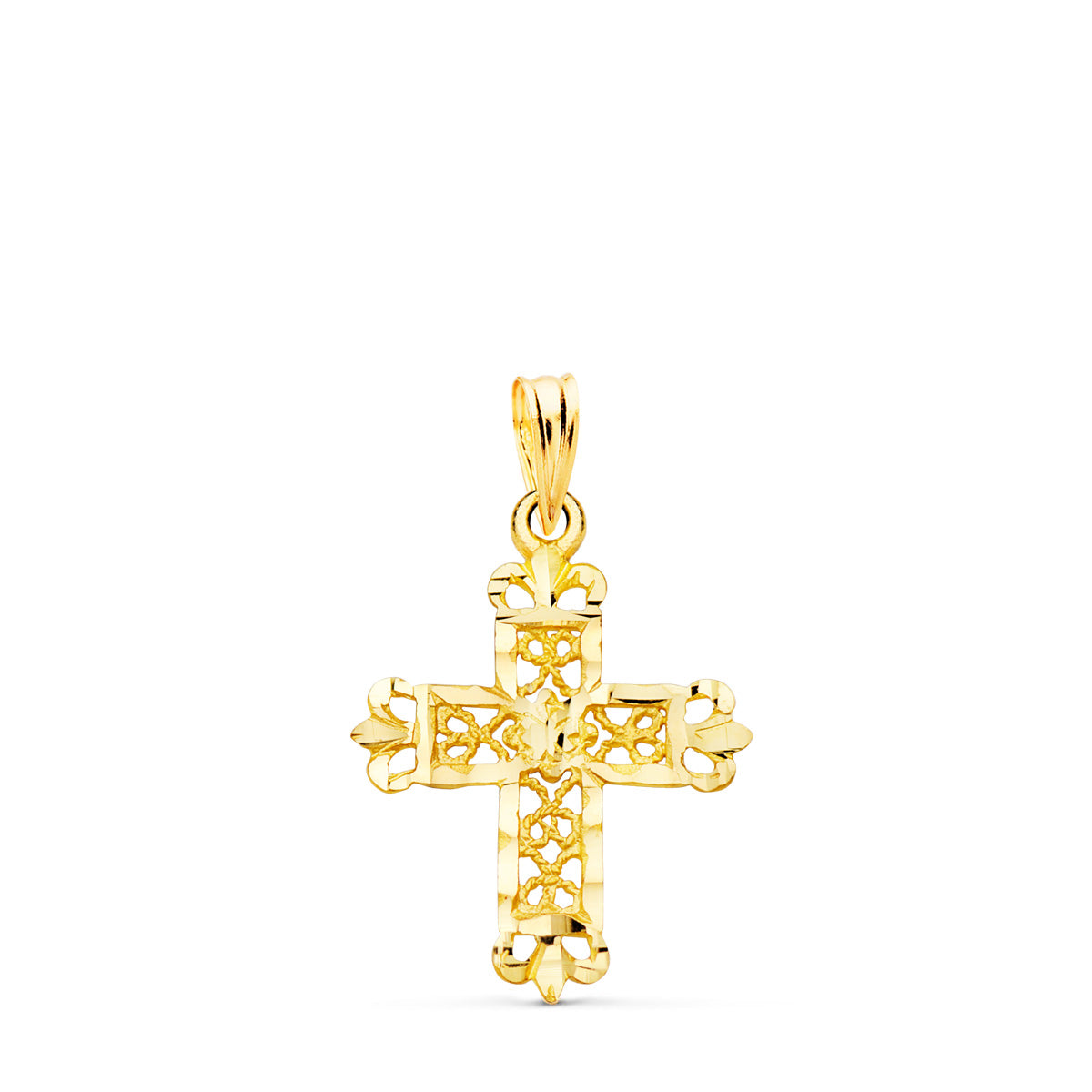 18K Pendentif Croix Filigrane 22X19 mm