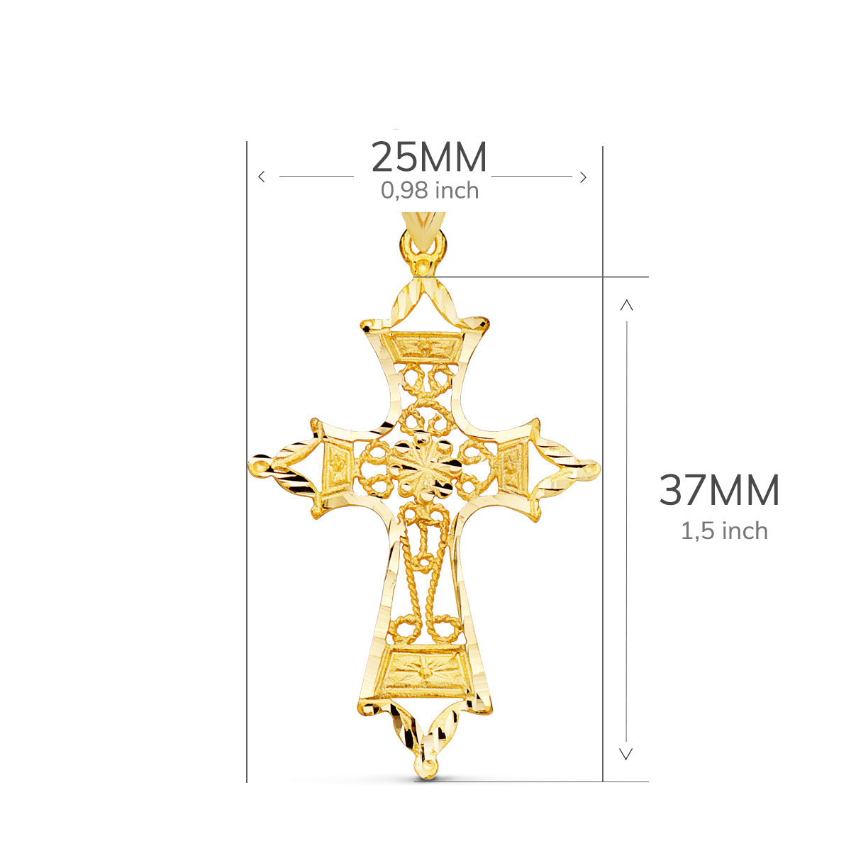 18K Filigran Cross Pendel 37X25 mm