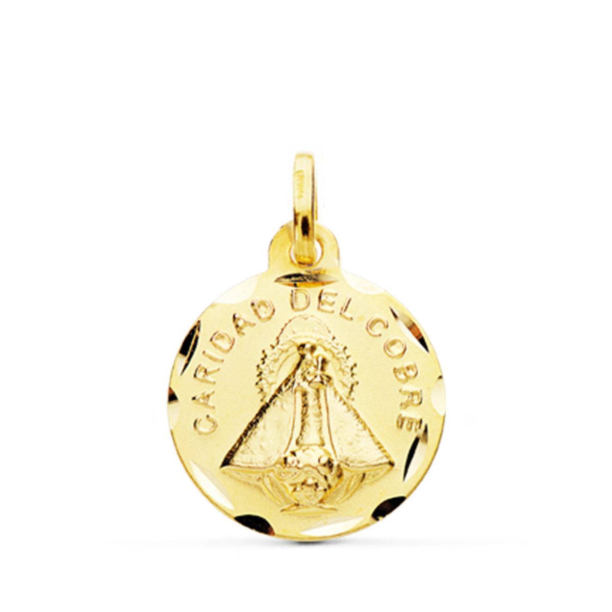 18K Geelgouden Medaille Maagd van Liefde Koper GEDIAMONDEERD 14 mm