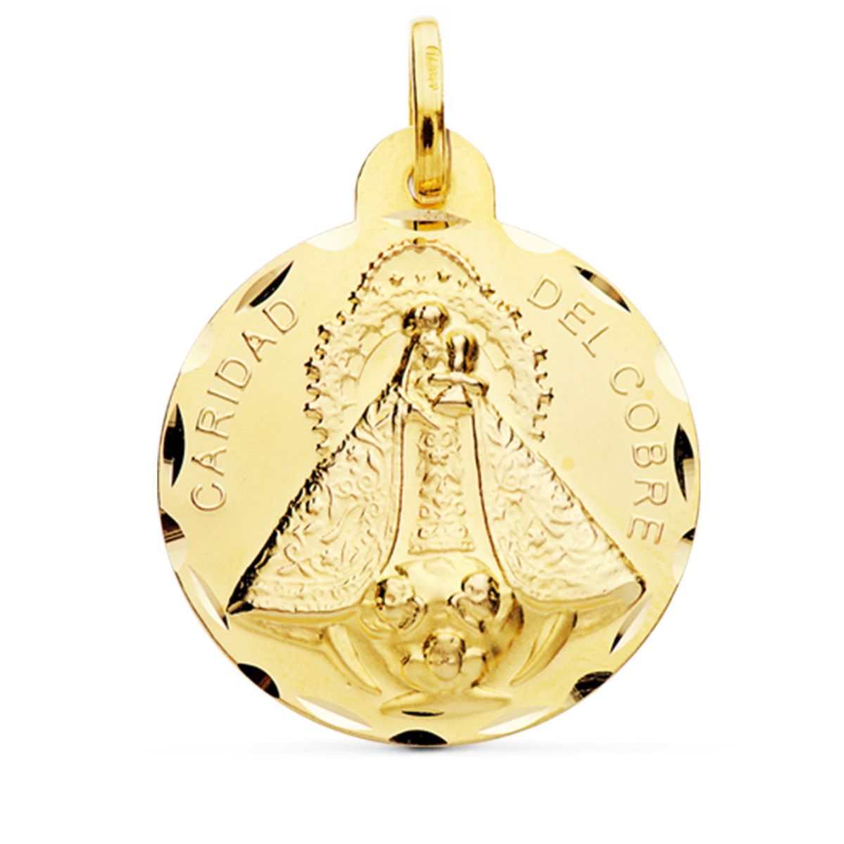 18 K sárga aranyérem Virgin Caridad Del Cobre 28 mm