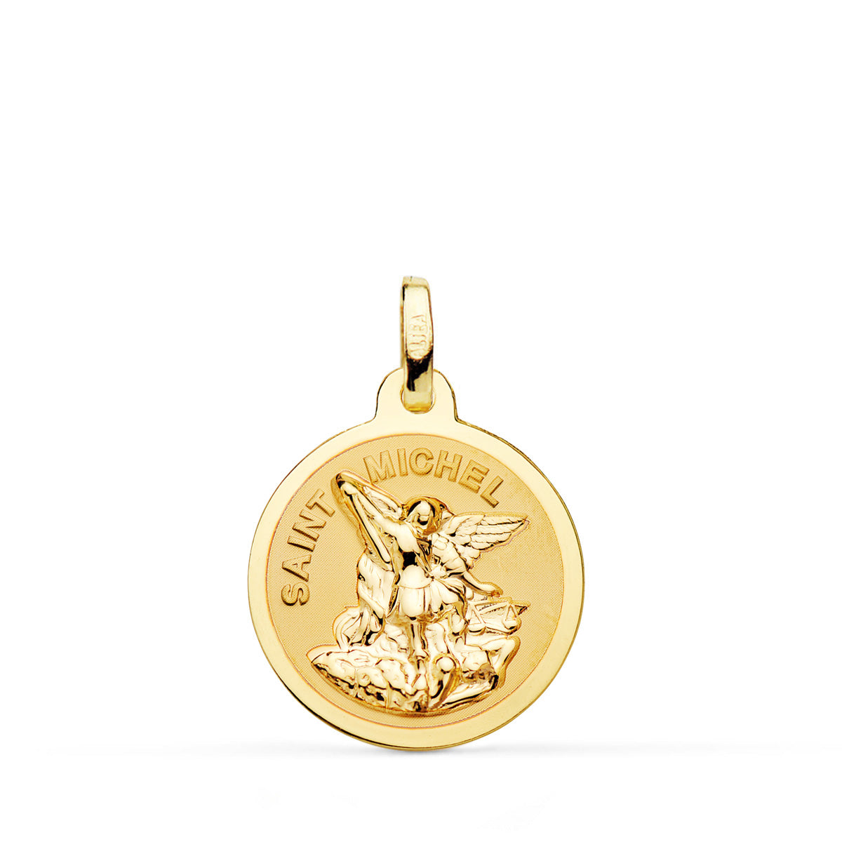 Médaille Saint Michel Or Jaune 18K Brillant et Mat 16 mm