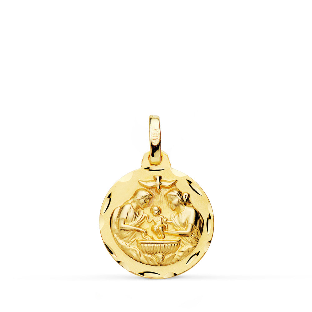 Ny dåbsmedalje 18K gul guld DIAMANT 16mm