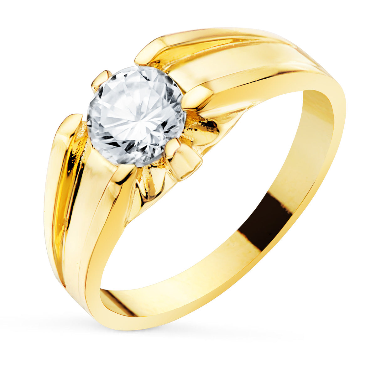 18K geelgouden solitaire ring voor heren
